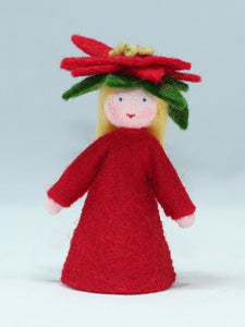 Handmade Poinsettia Fairy Doll by Ambrosius – Eco-Friendly Wool Felt Waldorf Toy from Eco Flower Fairies LLC
