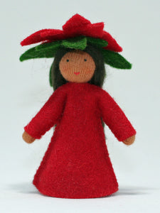 Handmade Poinsettia Fairy Doll by Ambrosius – Eco-Friendly Wool Felt Waldorf Toy from Eco Flower Fairies LLC