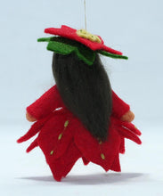 Poinsettia Princess Doll – 2.5" Handmade Felt Waldorf Decoration by Ambrosius