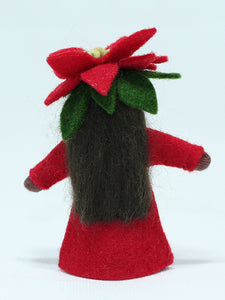 Poinsettia Fairy Doll – 2.5" & 3.5" Handmade Felt Waldorf Decorations by Ambrosius