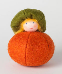 Handmade Pumpkin Puck Doll by Ambrosius – Eco-Friendly Wool Felt Waldorf Toy from Eco Flower Fairies LLC