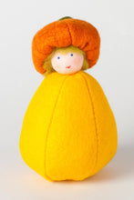 Handmade Pumpkin Puck Doll by Ambrosius – Eco-Friendly Wool Felt Waldorf Toy from Eco Flower Fairies LLC