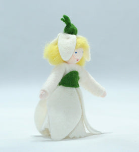 Snowdrop Princess Doll – 3.5" Handmade Felt Waldorf Decoration by Ambrosius