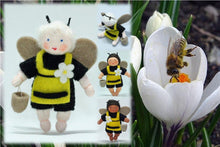 Bee Baby (miniature bendable hanging felt doll, with apron) - Eco Flower Fairies LLC - Waldorf Doll Shop - Handmade by Ambrosius