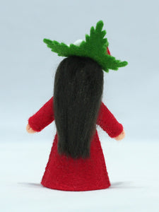 Strawberry Fairy Doll – 2.5" Handmade Felt Waldorf Decoration by Ambrosius