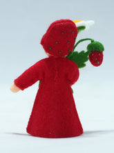 Strawberry Fairy Doll – 2.5" Handmade Felt Waldorf Decoration by Ambrosius