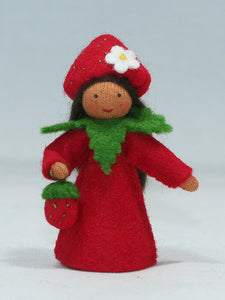 Handmade Wild Strawberry Fairy Doll by Ambrosius – Eco-Friendly Wool Felt Waldorf Toy from Eco Flower Fairies LLC