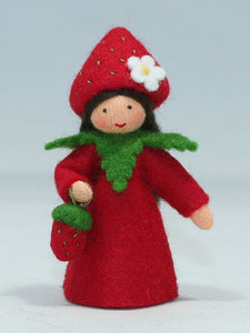 Handmade Wild Strawberry Fairy Doll by Ambrosius – Eco-Friendly Wool Felt Waldorf Toy from Eco Flower Fairies LLC