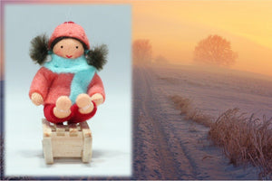 Girl on Sleigh | Waldorf Doll Shop | Eco Flower Fairies | Handmade by Ambrosius