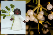 Mistletoe Fairy (miniature standing felt doll, holding berry)