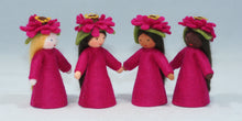 3" Zinnia Fairy (miniature standing felt doll, flower hat)