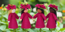 3" Zinnia Fairy (miniature standing felt doll, flower hat)