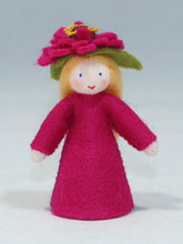Zinnia Fairy (miniature standing felt doll, flower hat)